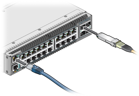 image:Figure shows sliding the switch into the rack.