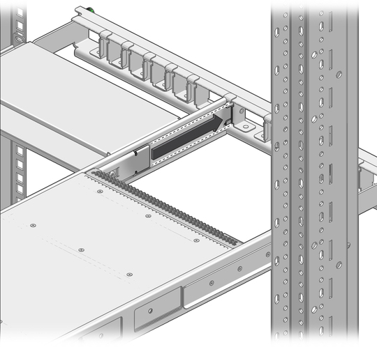 image:Figure shows sliding the switch into the rack.