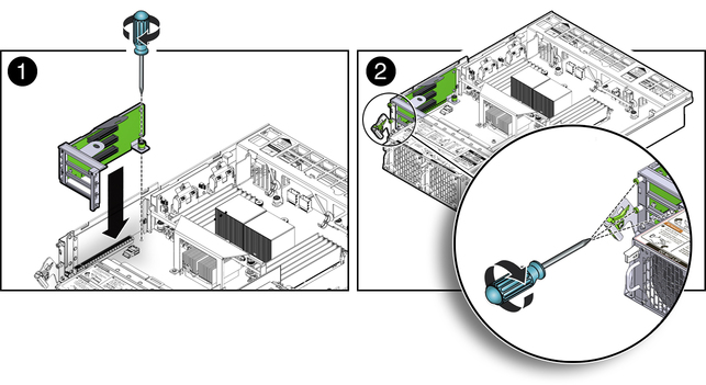 画像: PCIeライザーの取付け方法を示す図。