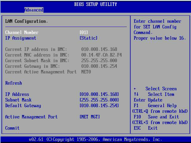 「BIOS Setup Utility: Advanced - LAN Configuration」を示す図。 画像: 「BIOS Setup Utility: Advanced - LAN Configuration」を示す図。