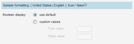 Value Formatting fields for a Boolean value