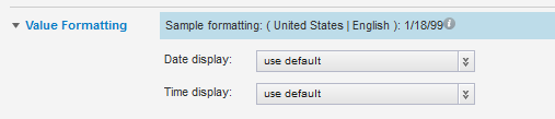 Value Formatting fields for a date/time attribute