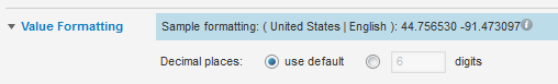 Value Formatting fields for a geocode attribute