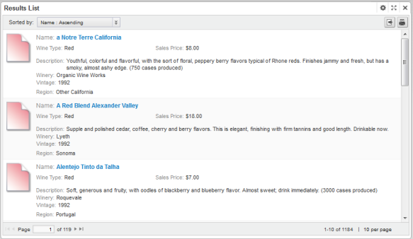 Example of a Results List component