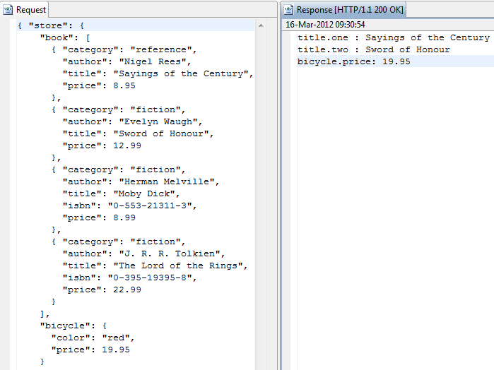 response request json and example Attributes Path JSON with Retrieve