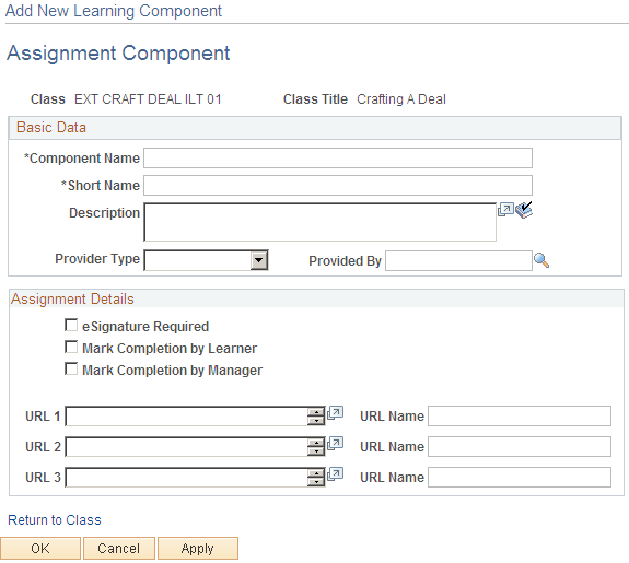 Assignment Component page