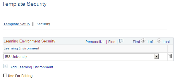 Template Security page