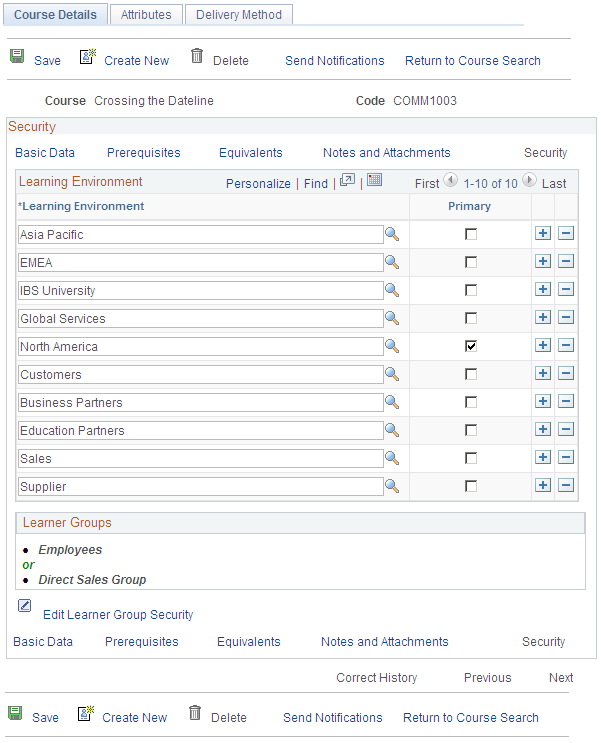 Course Details: Security page