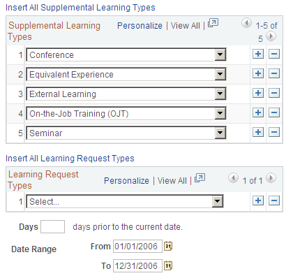 Learning Search Filter page (2 of 2)