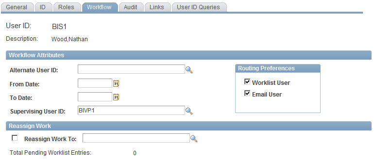 User Profiles - Workflow page