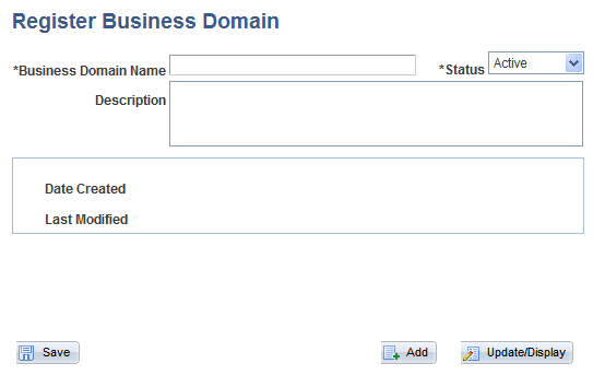 Register Business Domain page