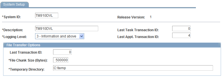 System Setup page