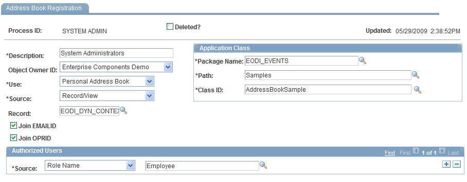Address Book Registration page