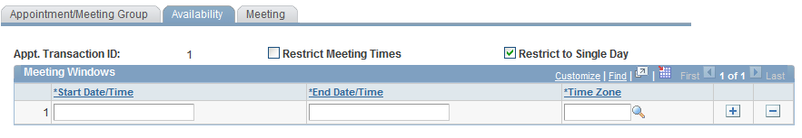 Appointment Queue - Availability page