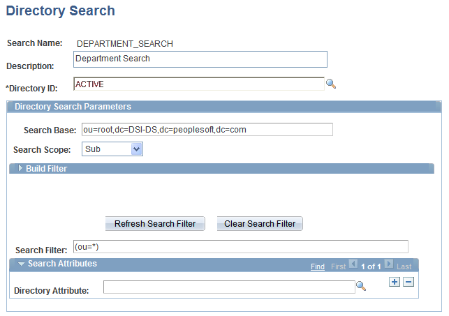 Directory Search page