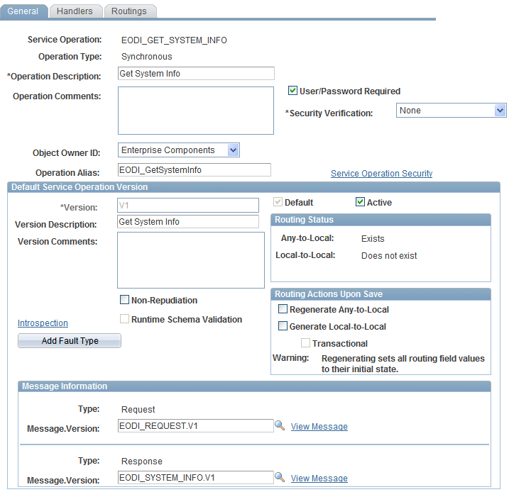 Service Operations - General page