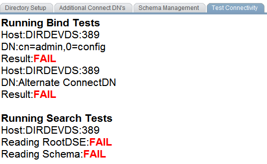 Test Connectivity page
