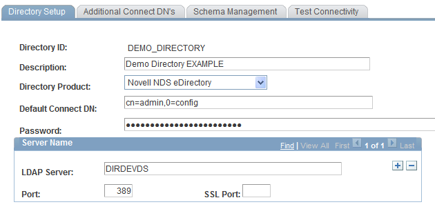 Directory Setup page
