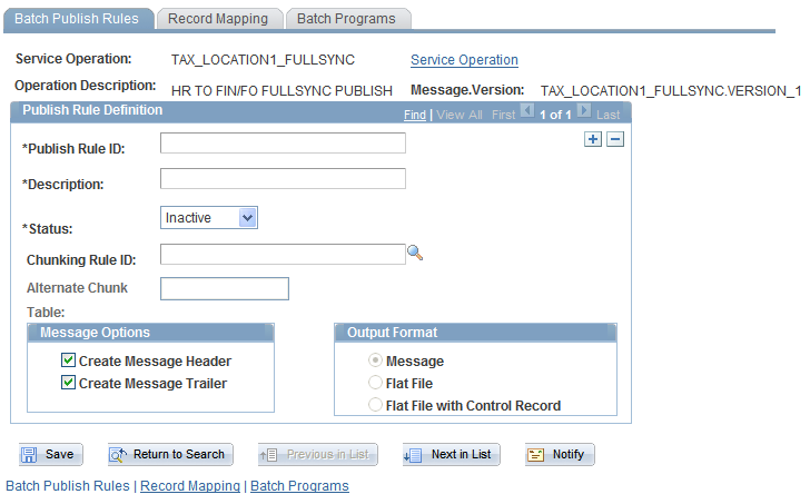 Batch Publish Rules page