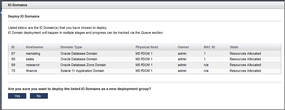 image:A screen shot showing the Deploy I/O Domains screen.