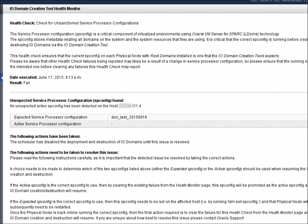 image:A screen shot showing details for a failure.