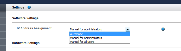 image:Capture d'écran illustrant la liste déroulante de configuration d'adresse IP.
