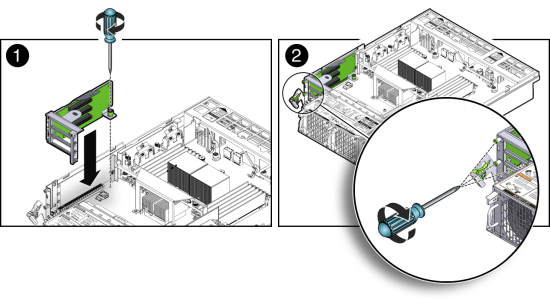画像: PCIeライザーの取付け方法を示す図。