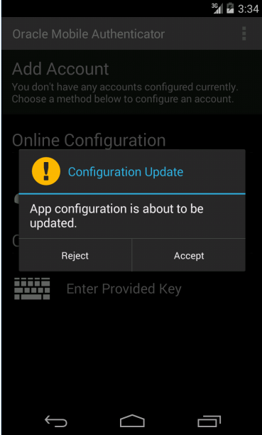 OMA config prompt Android