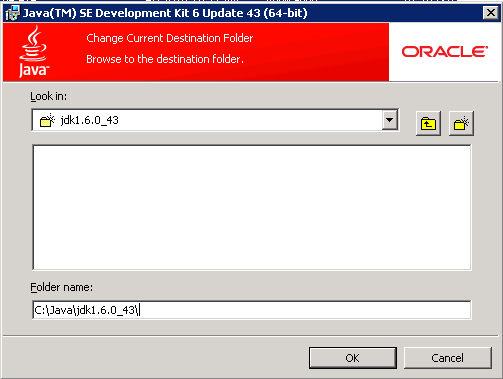 Setting the new value for the JDK destination folder