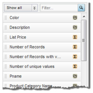 Available attributes list for an aggregated component