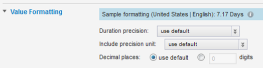 Value Formatting fields for a duration attribute