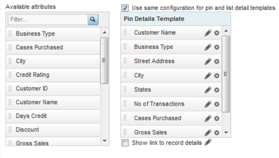 Details Template tab for a map layer