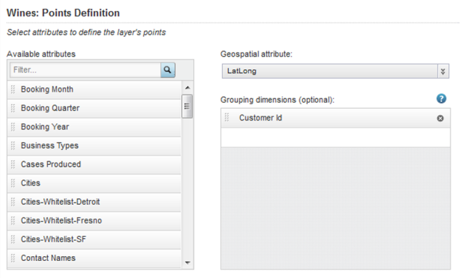 Points Definition fields for an aggregated map layer