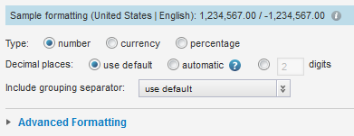 Basic number formatting fields for a view attribute