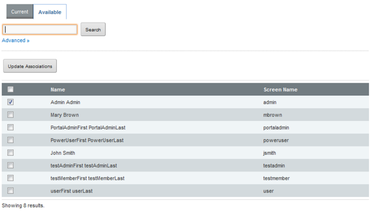 Available tab on the application members page