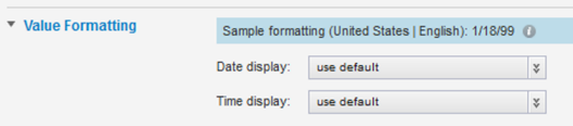 Value Formatting fields for a date/time attribute