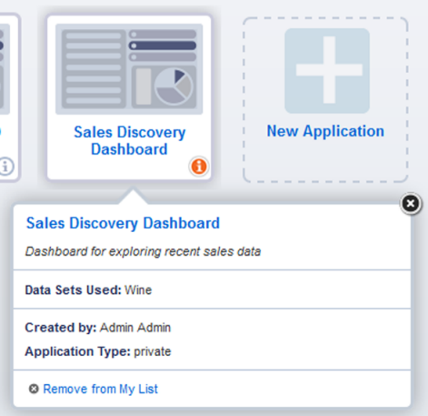 Application details displayed for an application