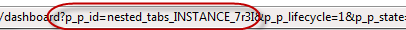 Browser status bar showing the component ID for a Tabbed Component Container