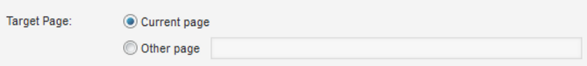 Target page configuration with radio buttons for current page vs. other page