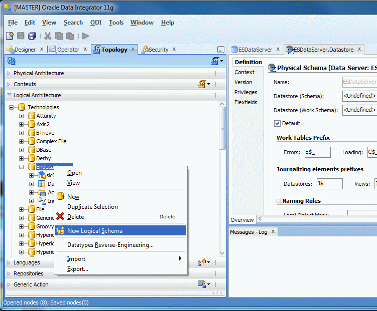New Logical Schema option on the Topology tab