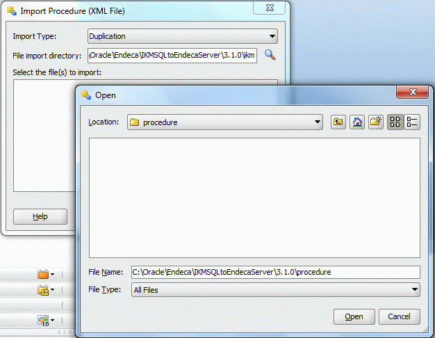 Selecting the procedure file to import