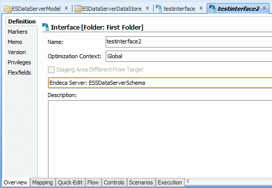Selecting the target schema for the interface