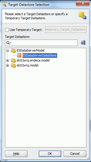 Target Datastore Selection dialog