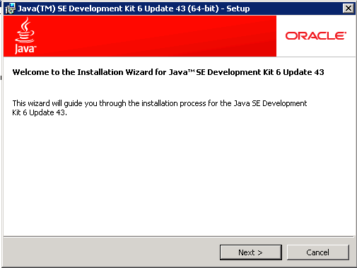 Welcome page of the JDK installation