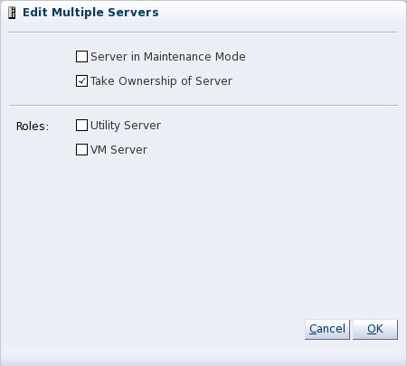 この図は、「Edit Multiple Servers」ダイアログ・ボックスを示しています。