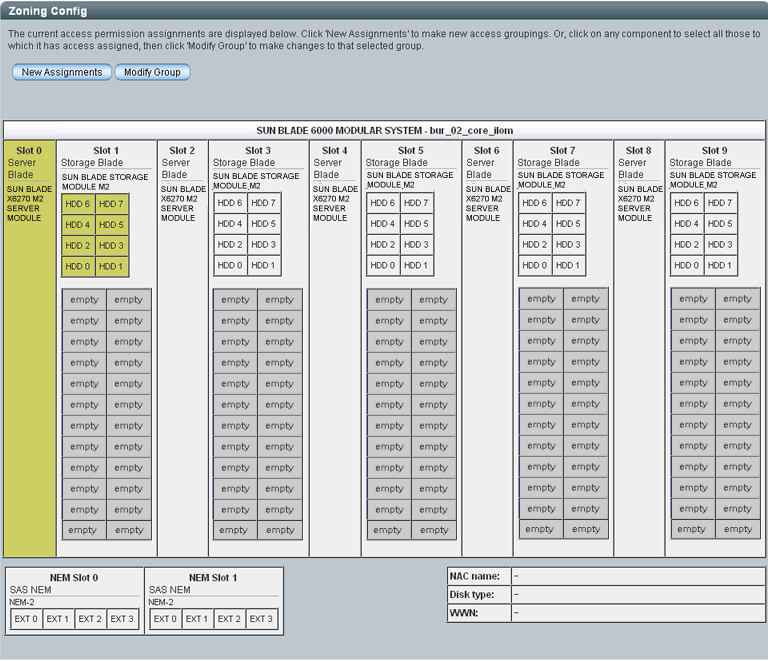image:Ejemplo que muestra una asignación de almacenamiento guardada en el cuadro de diálogo Zoning Config (Configuración de zonas).