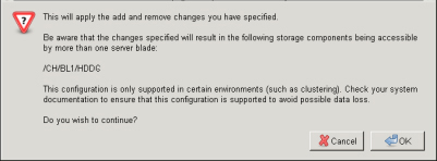 image:Message indiquant le stockage appliqué à plus d'un serveur lame à CPU.