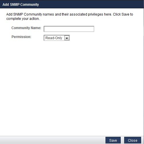 image:Add SNMP Community 대화 상자의 스크린샷