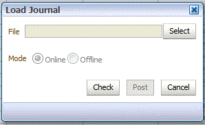 Image shows Load Journal screen.