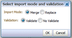 Image shows Select import mode and validation screen